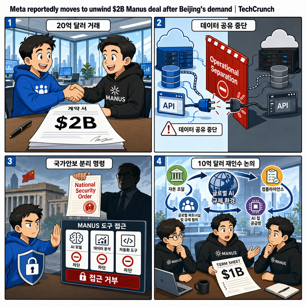 Meta reportedly moves to unwind $2B Manus deal after Beijing's demand 내용을 설명하는 본문 이미지