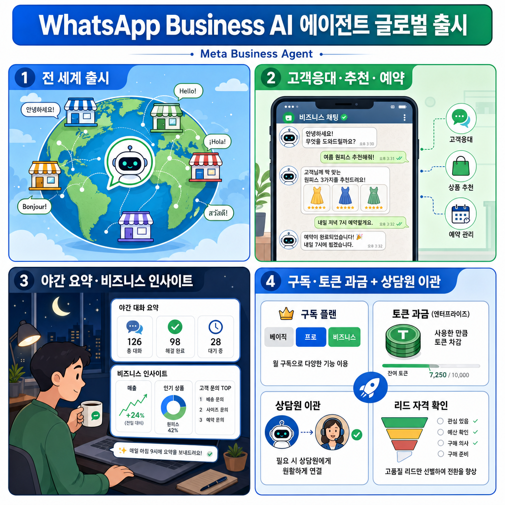 Meta's AI agent for WhatsApp Business is now available globally 내용을 설명하는 본문 이미지