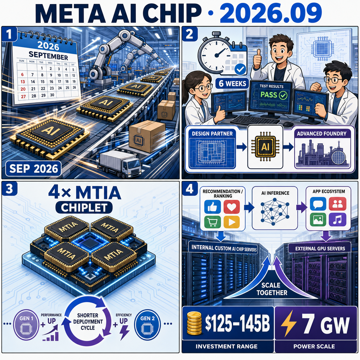 Meta's new AI chips will begin production in September 내용을 설명하는 본문 이미지