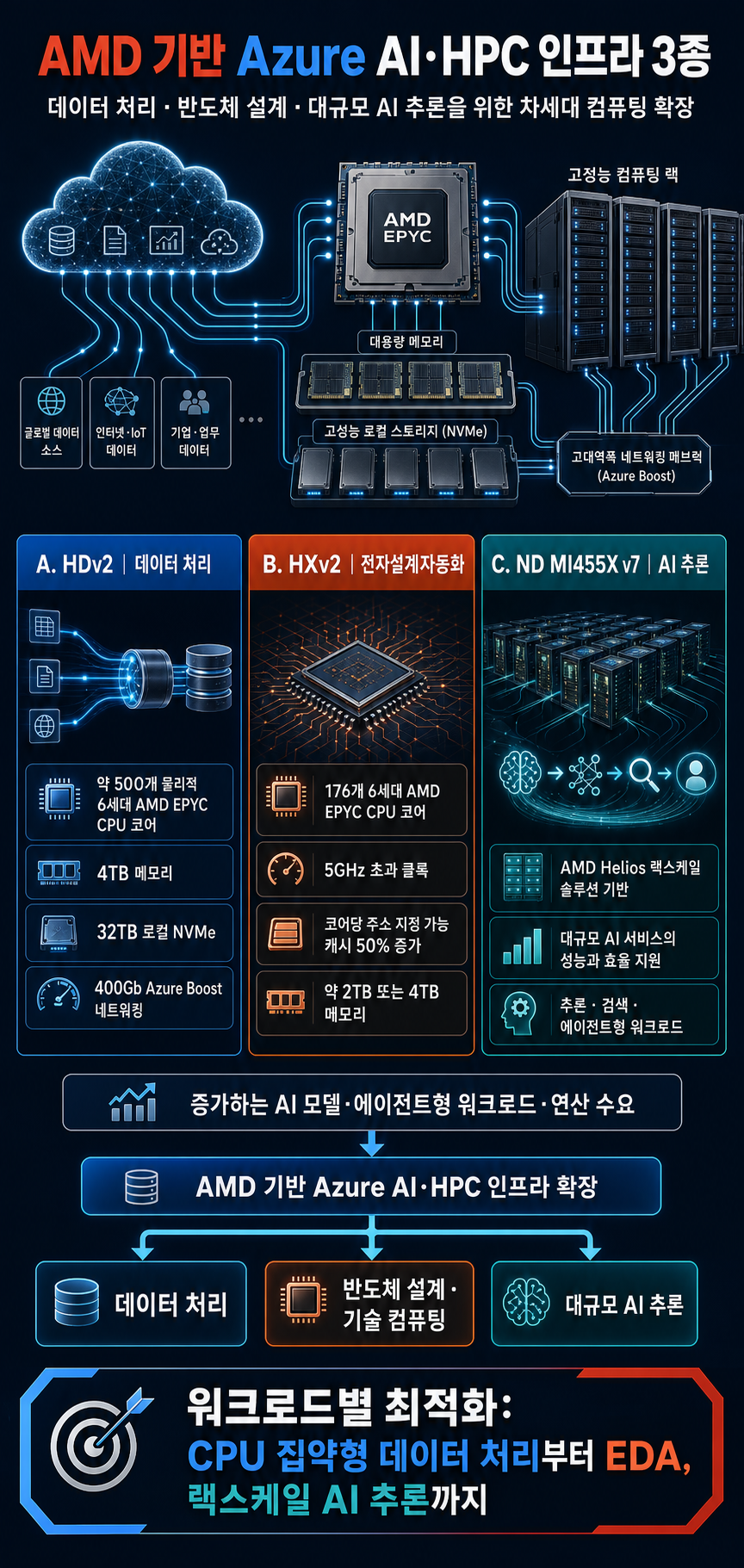 Microsoft expands Azure AI and HPC infrastructure with AMD - The Official Microsoft Blog 내용을 설명하는 본문 이미지