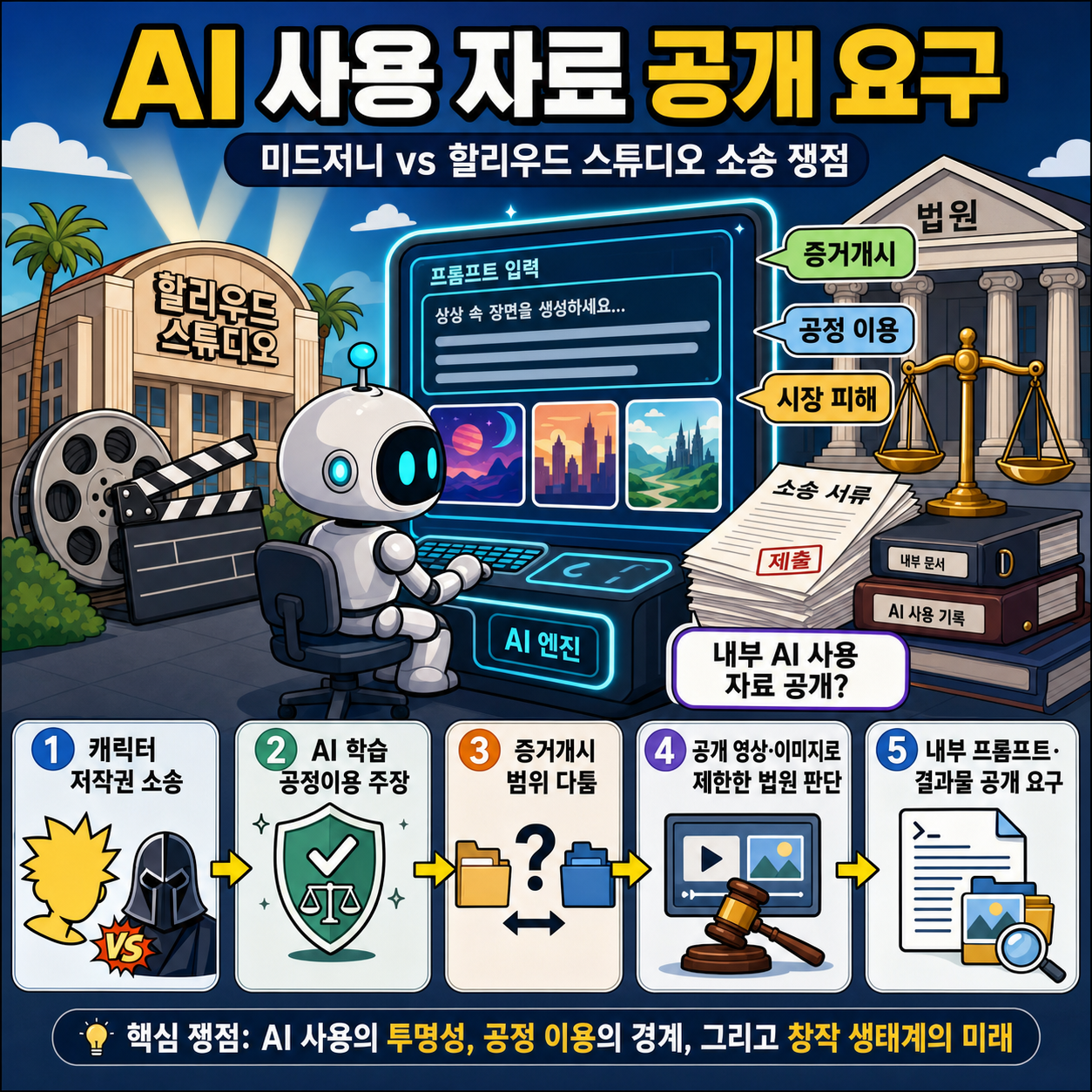 Midjourney wants Hollywood studios to reveal the details of their AI usage 내용을 설명하는 본문 이미지