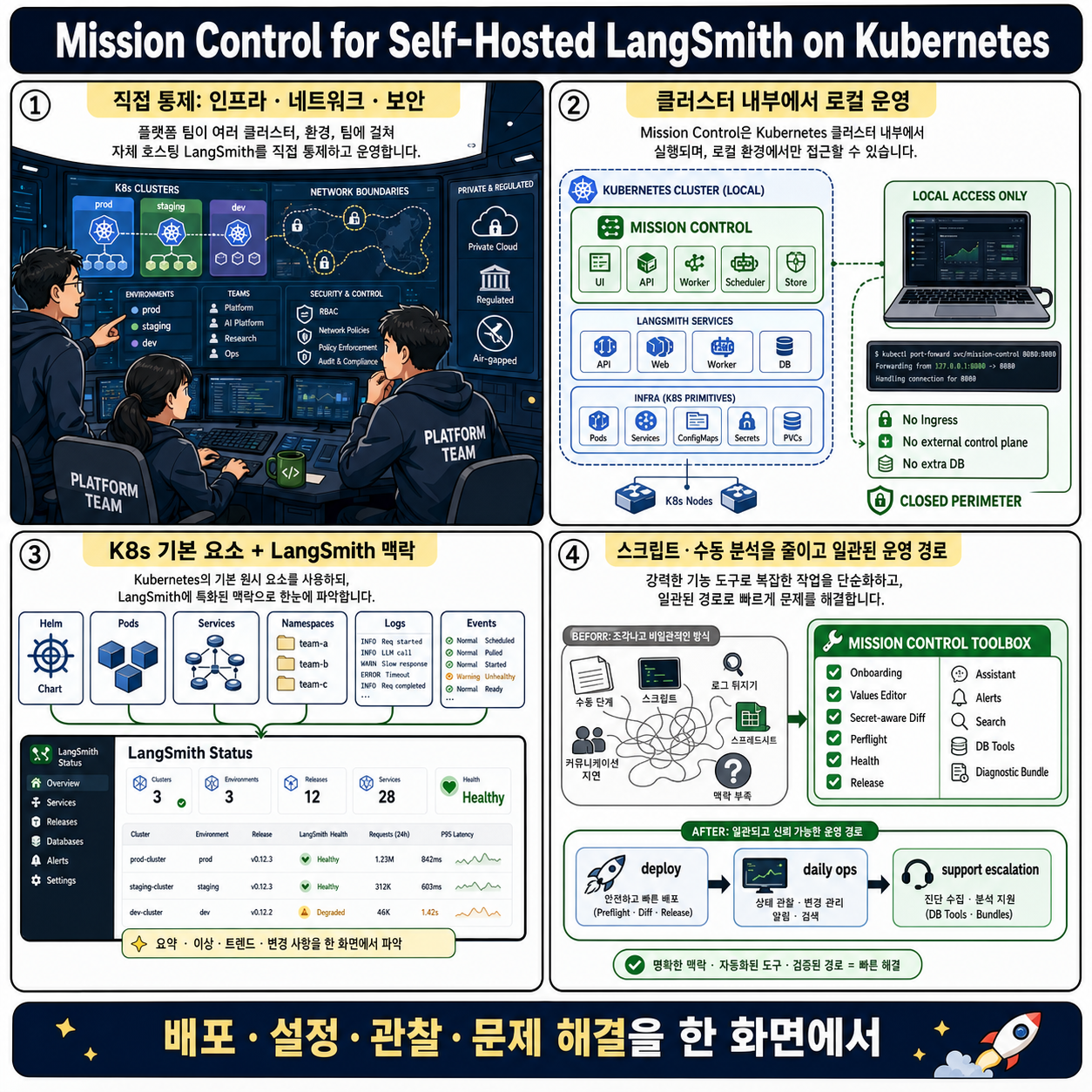 Mission Control for Self-Hosted LangSmith on Kubernetes 내용을 설명하는 본문 이미지