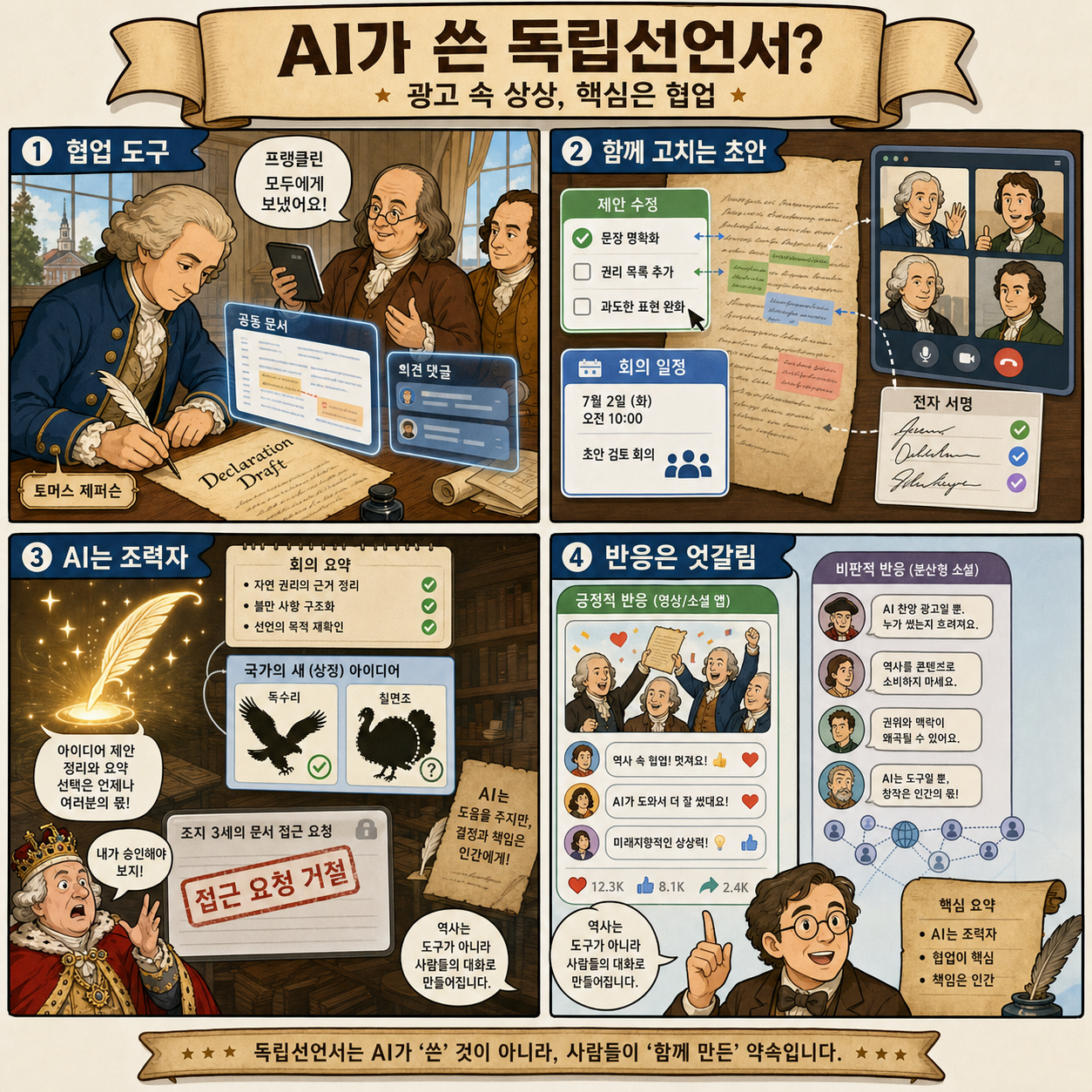 New Google commercial imagines a Declaration of Independence written with help from AI 내용을 설명하는 본문 이미지