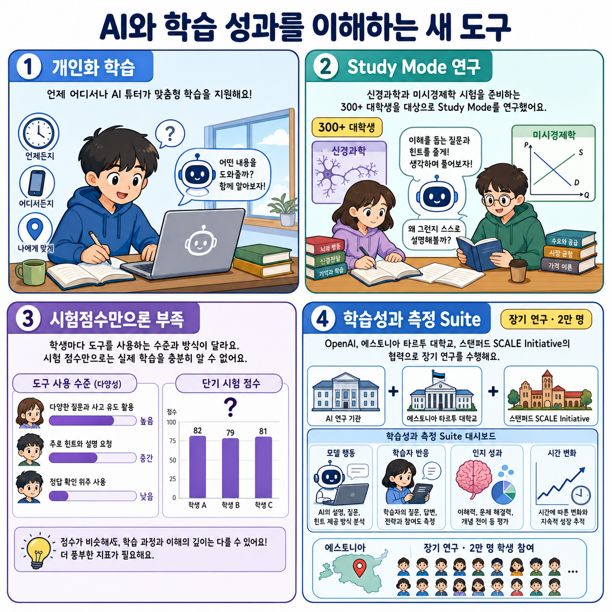 New tools for understanding AI and learning outcomes 내용을 설명하는 본문 이미지