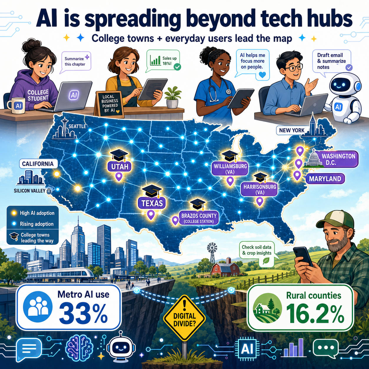 America’s new AI map shows something surprising: ‘A lot of normal people are adopting AI’ 내용을 설명하는 본문 이미지