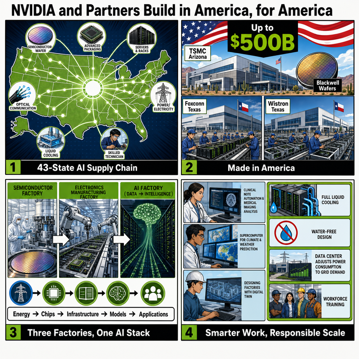 NVIDIA and Partners Build in America, for America 내용을 설명하는 본문 이미지