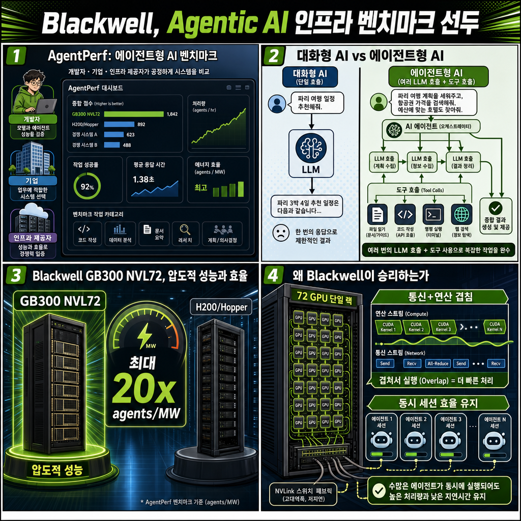 NVIDIA Blackwell Leads on First Agentic AI Infrastructure Benchmark 내용을 설명하는 본문 이미지