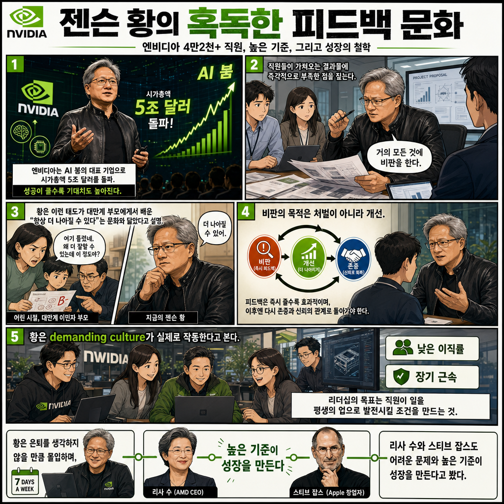 Nvidia CEO Jensen Huang admits he criticizes everything his 42,000-plus employees show him: ‘You can’t go a day without some criticism’ 내용을 설명하는 본문 이미지