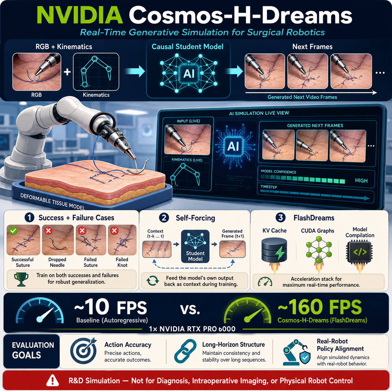 NVIDIA Cosmos-H-Dreams: Bringing Real-Time Generative Simulation to Surgical Robotics 내용을 설명하는 본문 이미지