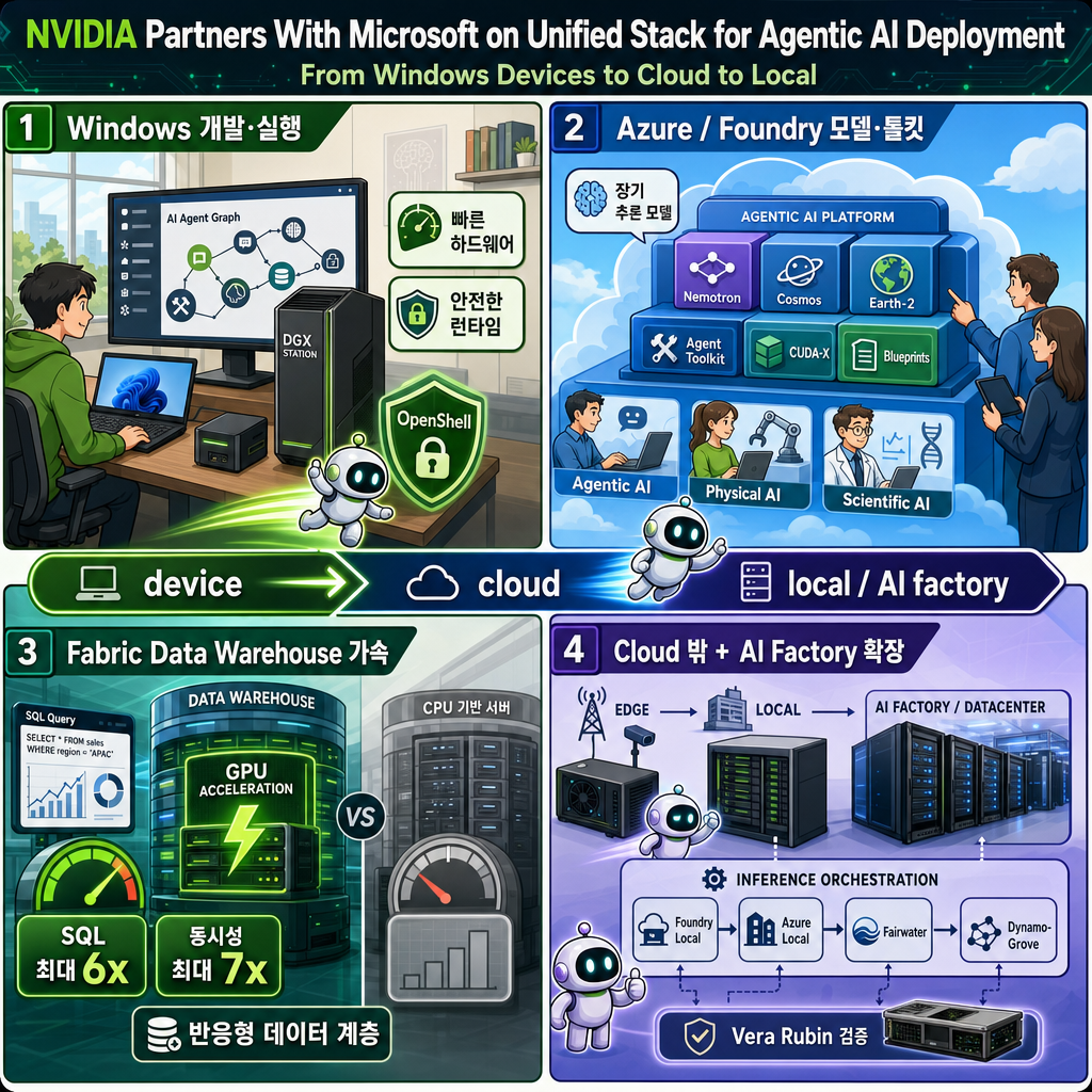 NVIDIA Partners With Microsoft on Unified Stack for Agentic AI Deployment, From Windows Devices to Cloud to Local 내용을 설명하는 본문 이미지