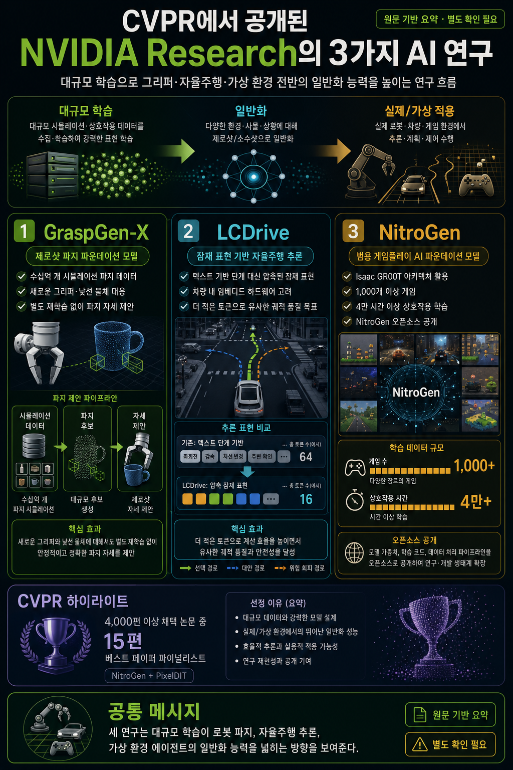 NVIDIA Research Unlocks Advanced Grasping, Smarter Autonomous Driving and Agent Training at Scale 내용을 설명하는 본문 이미지