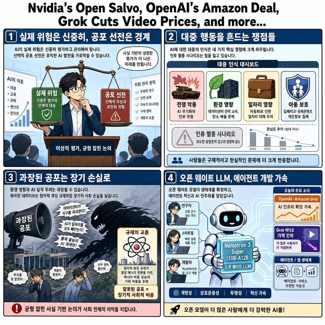 Nvidia’s Open Salvo, OpenAI’s Amazon Deal, Grok Cuts Video Prices, and more... 내용을 설명하는 본문 이미지