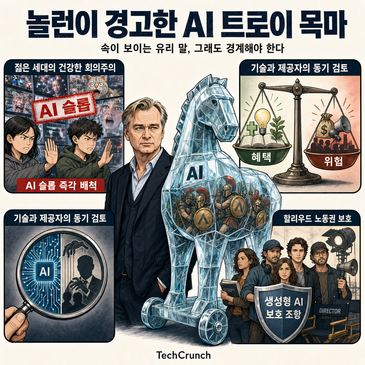 ‘Odyssey’ director Christopher Nolan calls AI an obvious ‘Trojan horse’ 내용을 설명하는 본문 이미지