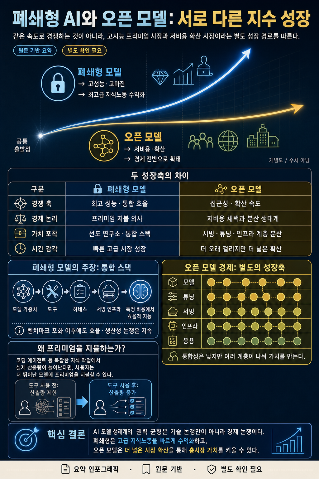 Open and closed models are on different exponentials 내용을 설명하는 본문 이미지