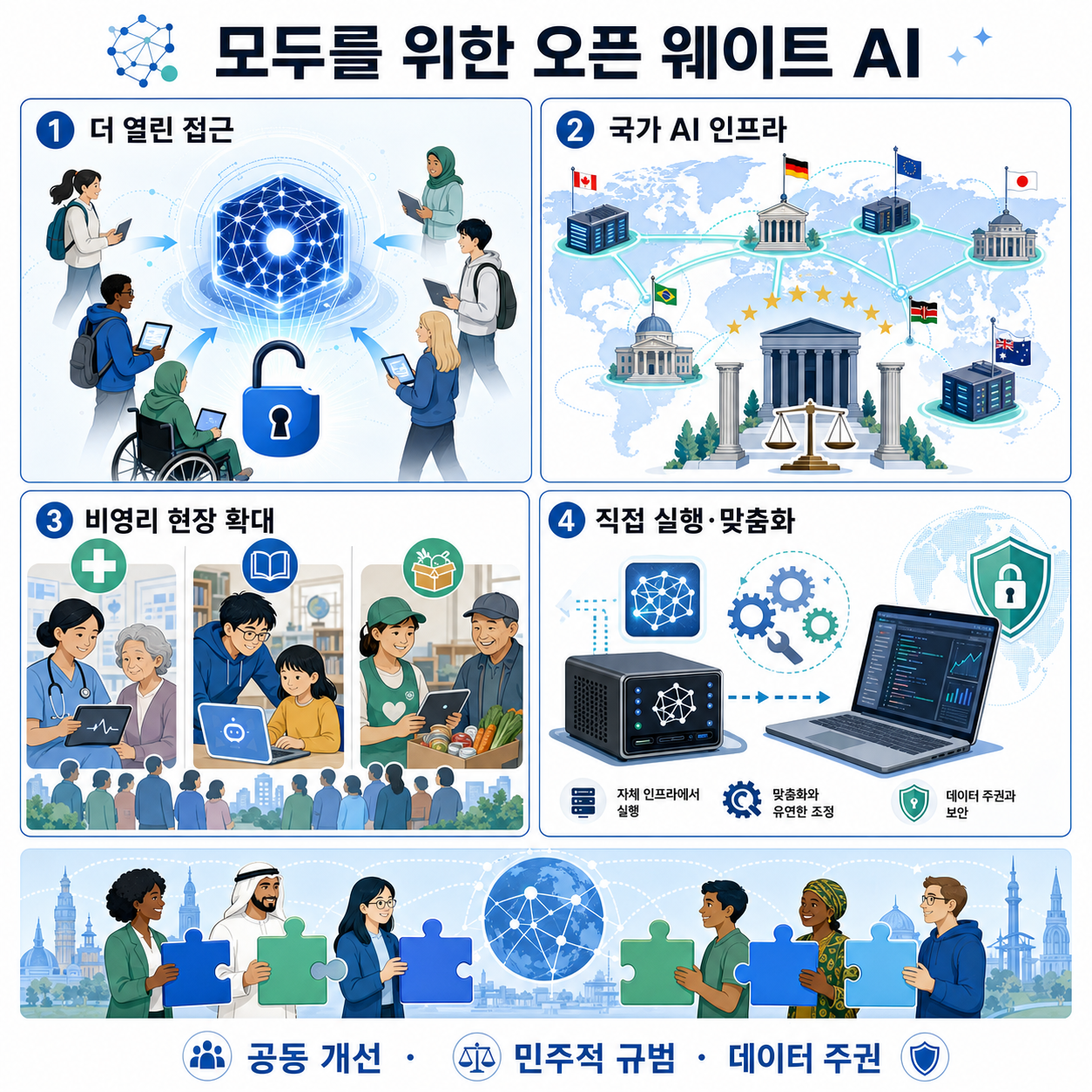 Open weights and AI for all 내용을 설명하는 본문 이미지