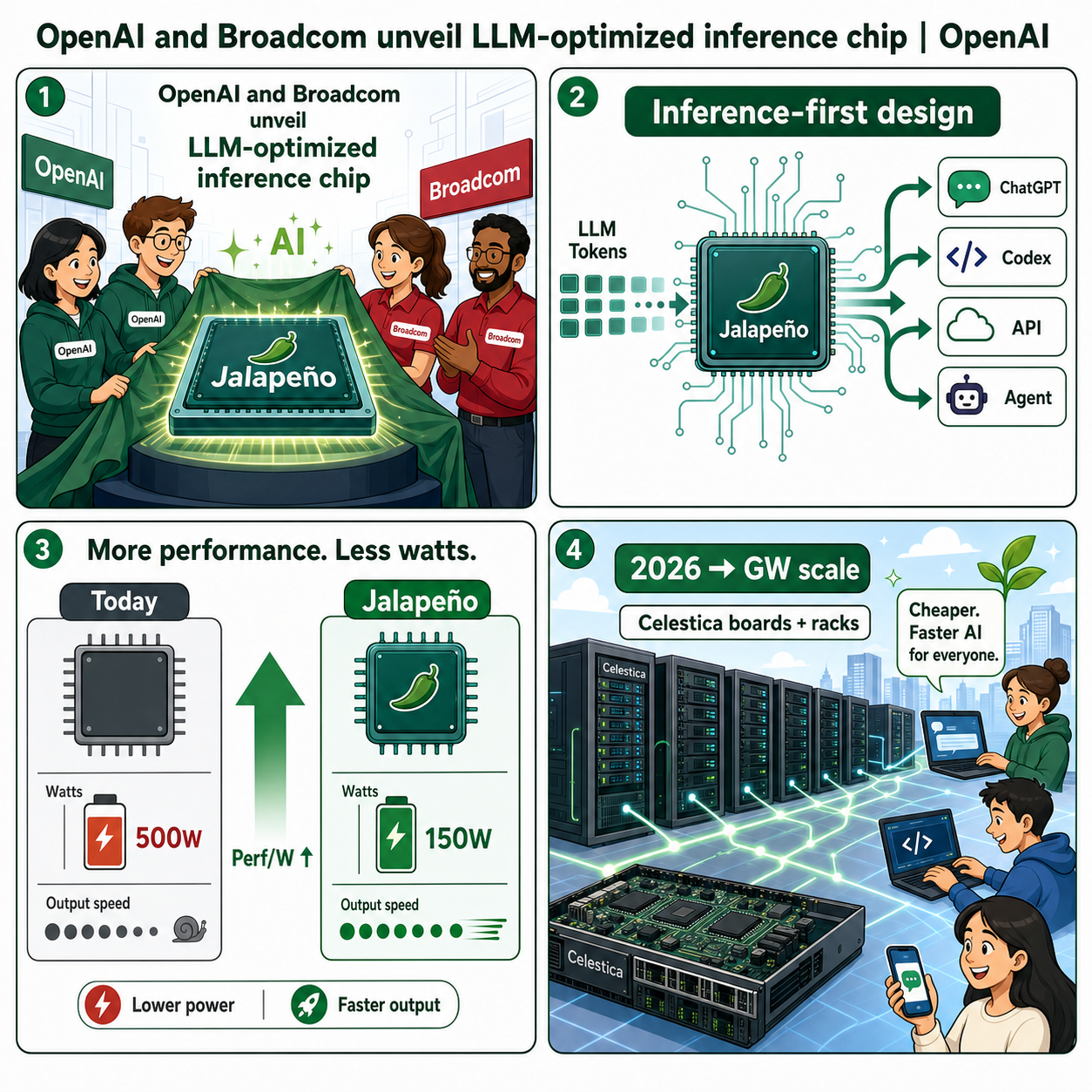 OpenAI and Broadcom unveil LLM-optimized inference chip 내용을 설명하는 본문 이미지