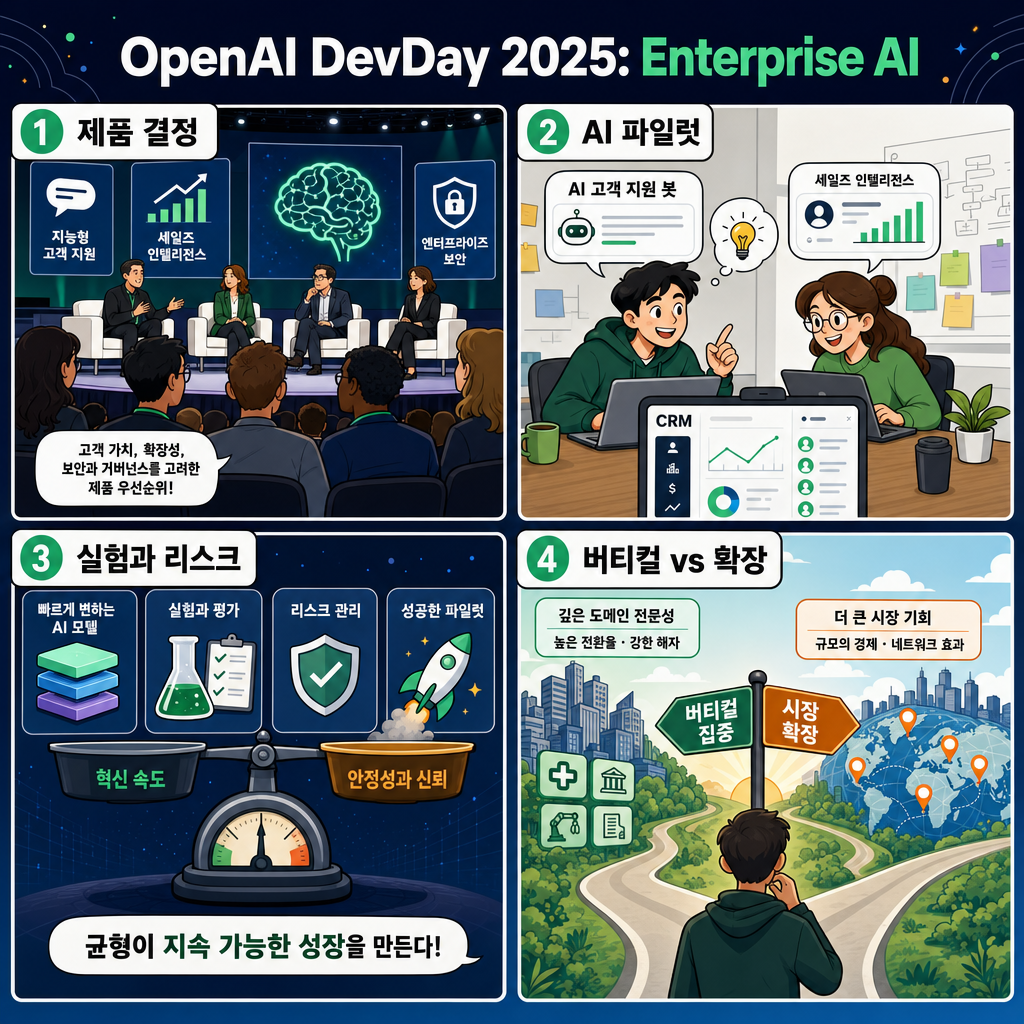 OpenAI DevDay: Building AI for the Enterprise with Decagon and Clay 내용을 설명하는 본문 이미지