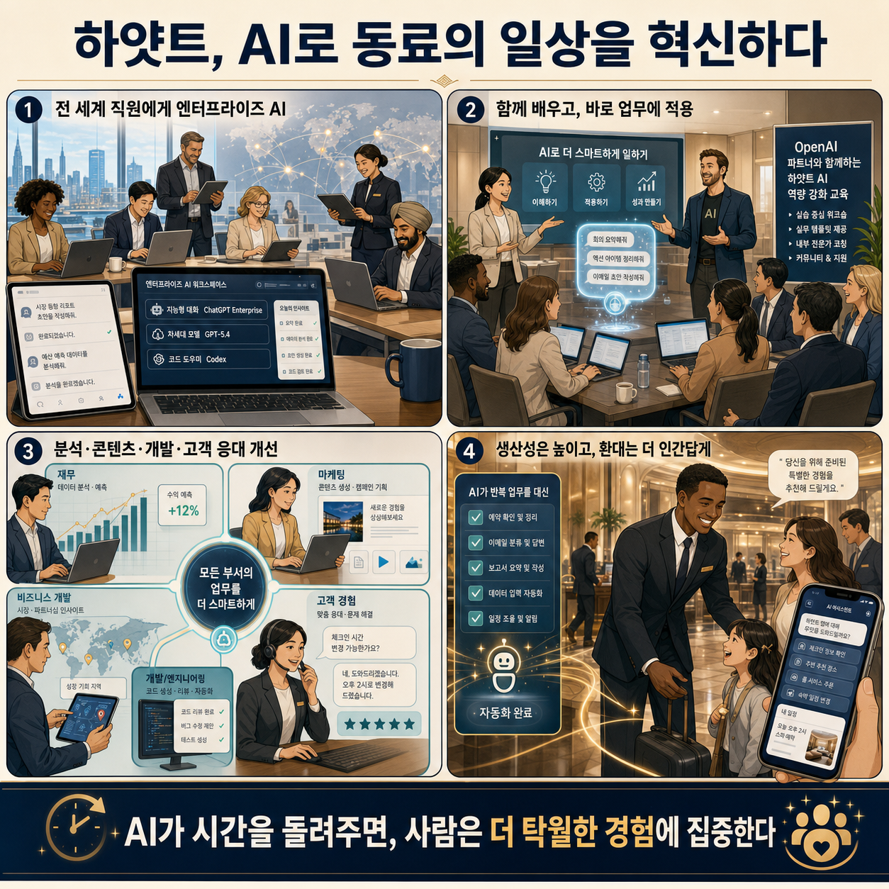 OpenAI helps Hyatt advance AI among colleagues 내용을 설명하는 본문 이미지