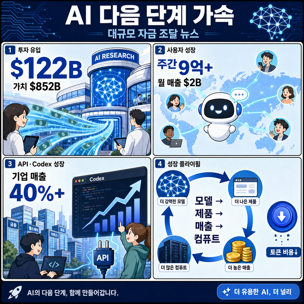 OpenAI raises $122 billion to accelerate the next phase of AI 내용을 설명하는 본문 이미지