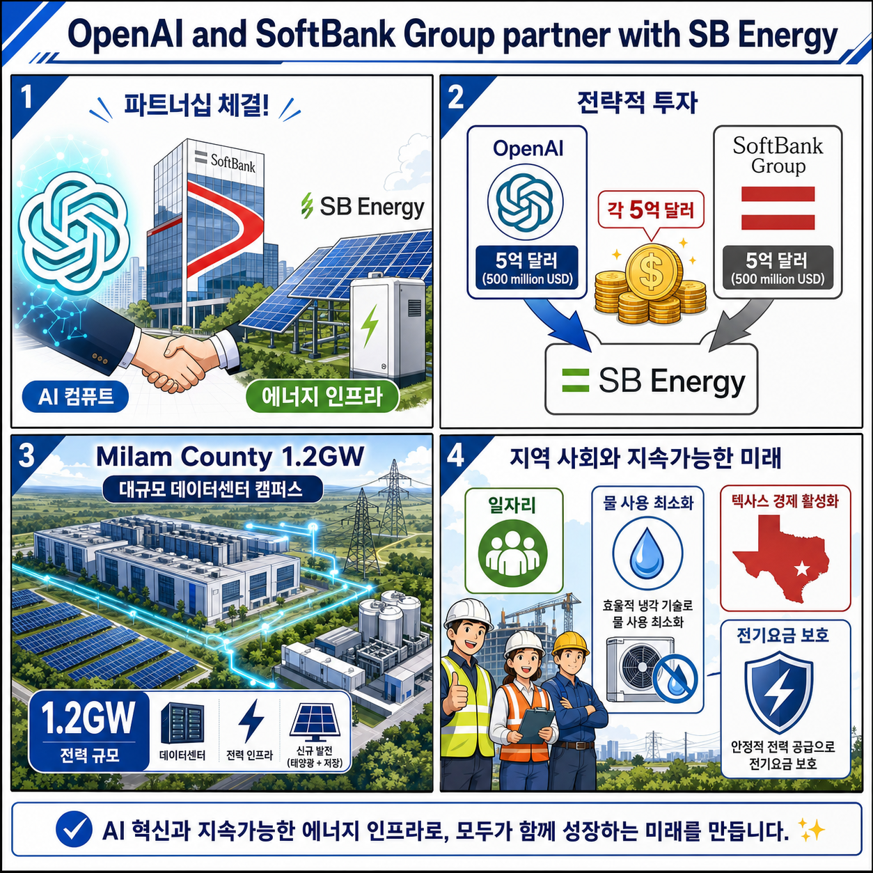 OpenAI and SoftBank Group partner with SB Energy 내용을 설명하는 본문 이미지