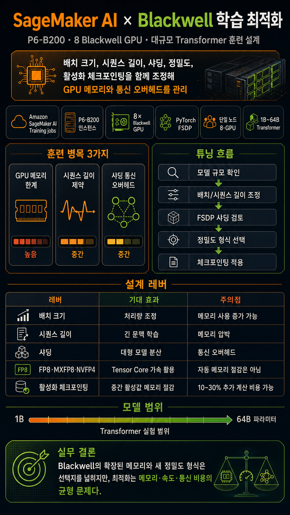 Optimize model training on Amazon SageMaker AI with NVIDIA Blackwell 내용을 설명하는 본문 이미지