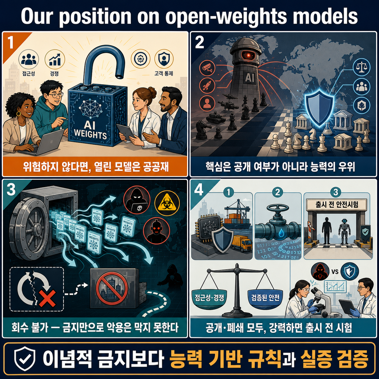 Our position on open-weights models 내용을 설명하는 본문 이미지