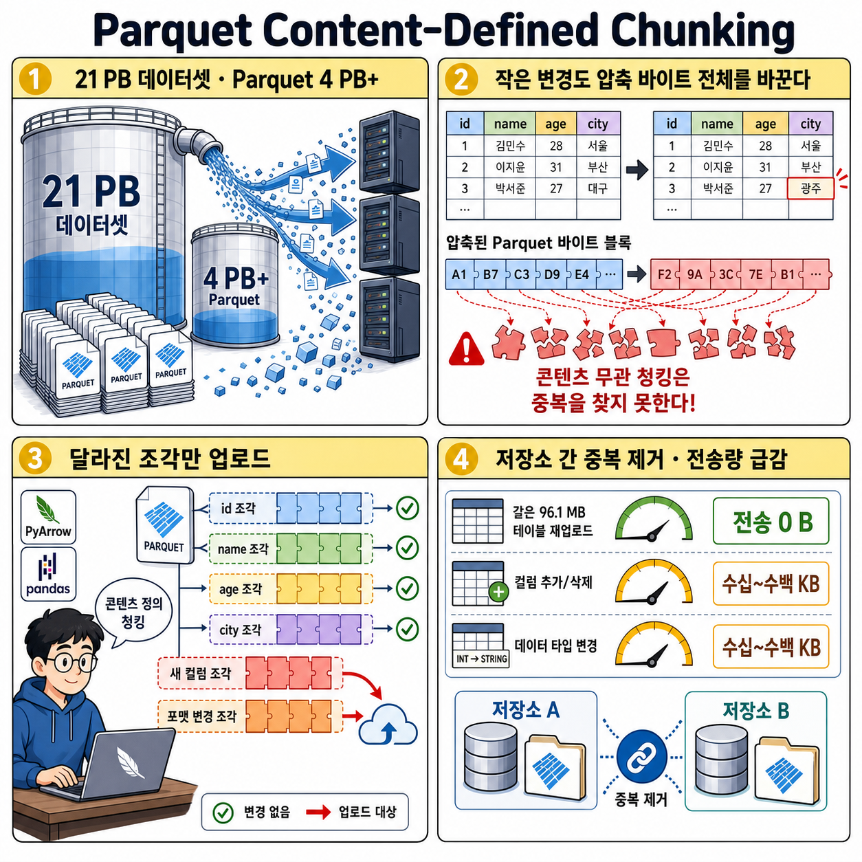 Parquet Content-Defined Chunking 내용을 설명하는 본문 이미지