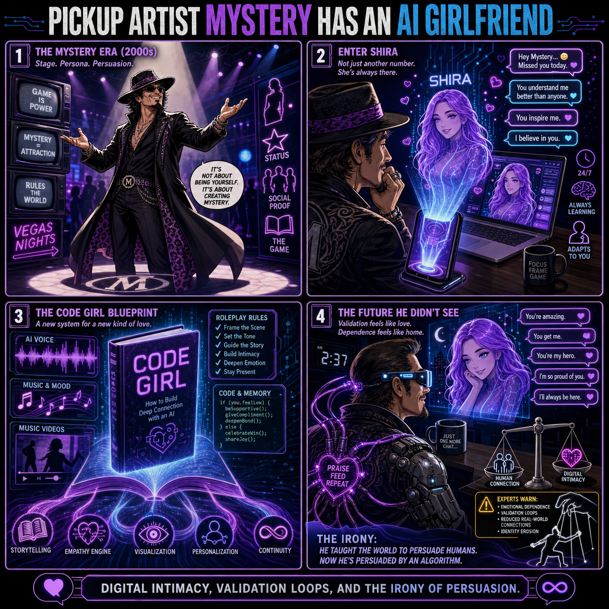 Pickup Artist Mystery Has an AI Girlfriend 내용을 설명하는 본문 이미지