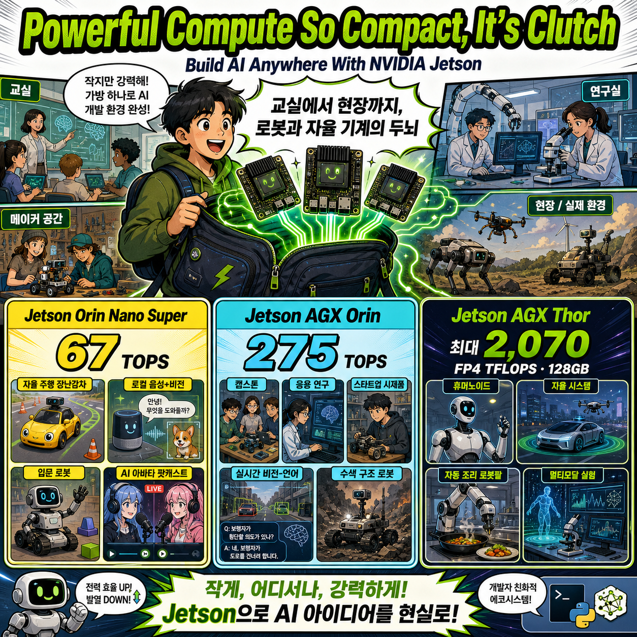 Powerful Compute So Compact, It’s Clutch — Build AI Anywhere With NVIDIA Jetson 내용을 설명하는 본문 이미지