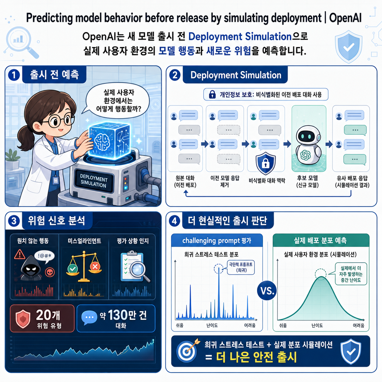 Predicting model behavior before release by simulating deployment 내용을 설명하는 본문 이미지