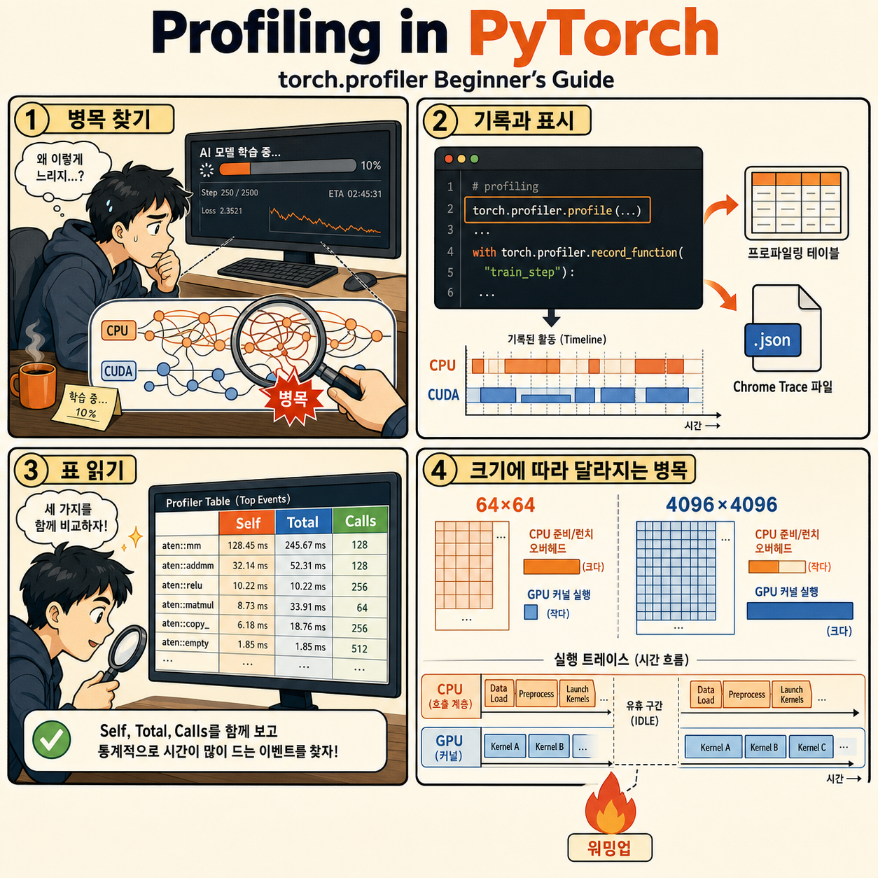 Profiling in PyTorch (Part 1): A Beginner's Guide to torch.profiler 내용을 설명하는 본문 이미지