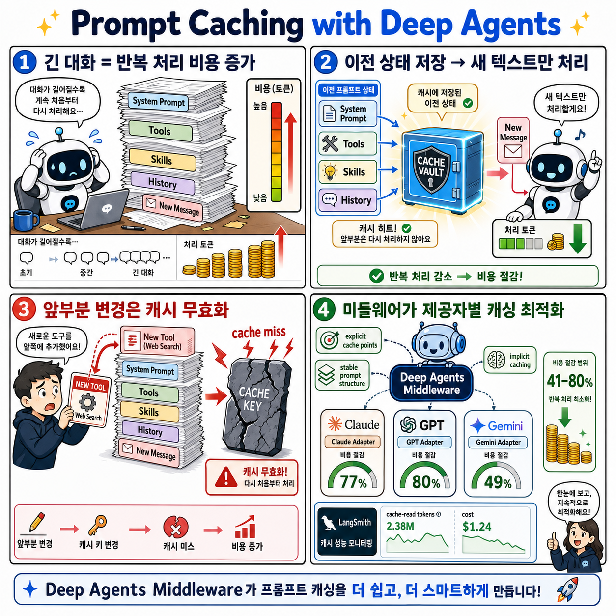 Prompt Caching with Deep Agents 내용을 설명하는 본문 이미지