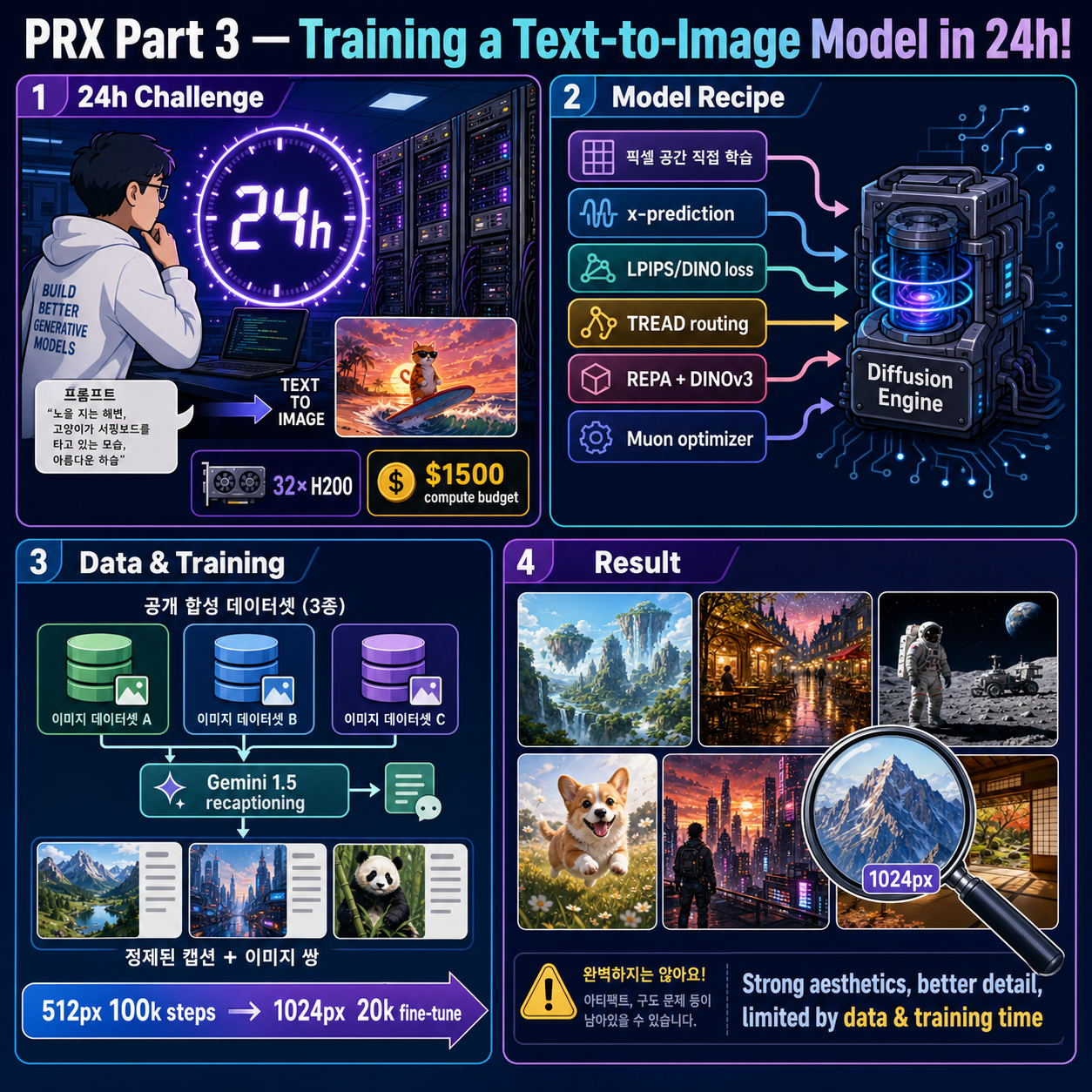 PRX Part 3 — Training a Text-to-Image Model in 24h! 내용을 설명하는 본문 이미지