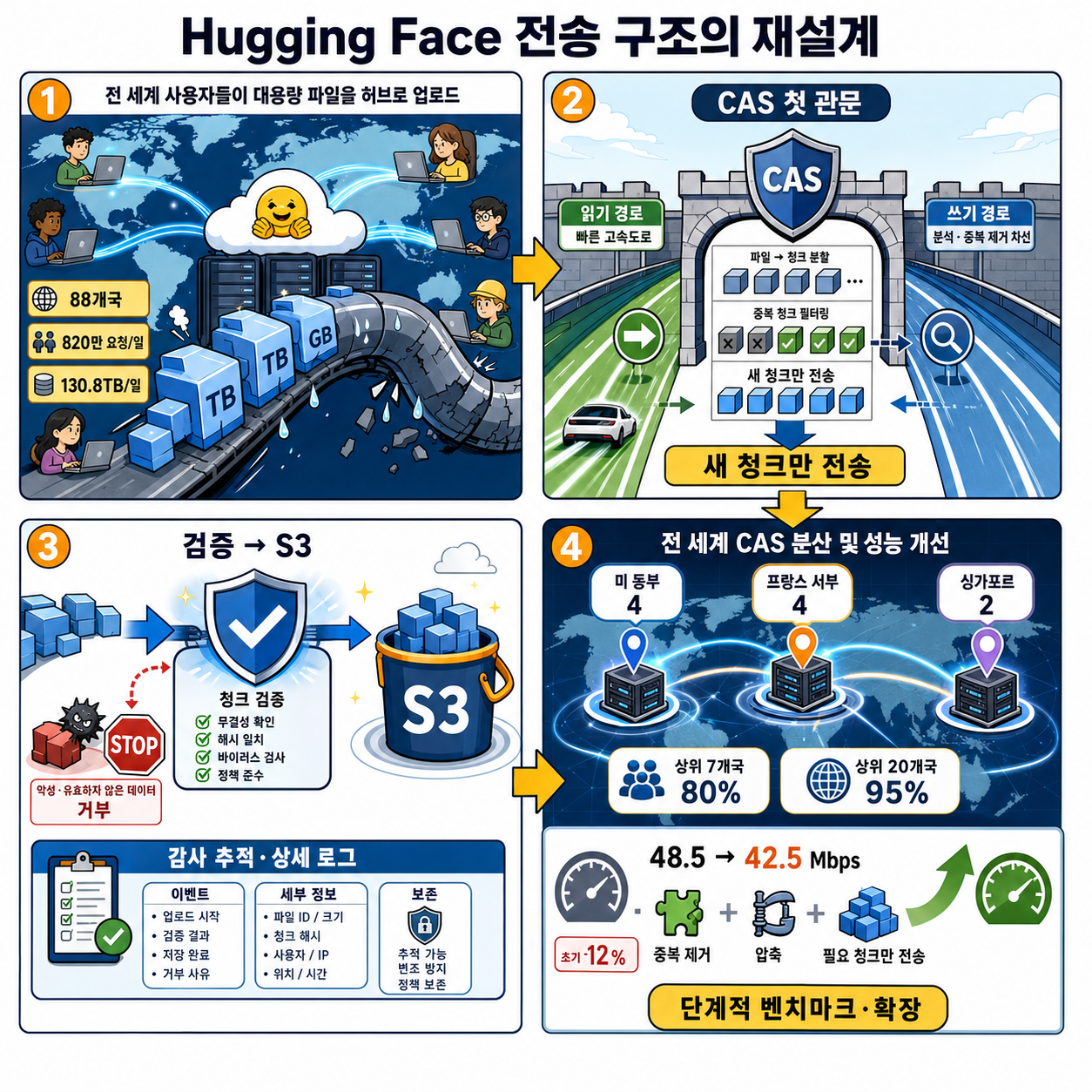 Rearchitecting Hugging Face Uploads and Downloads 내용을 설명하는 본문 이미지