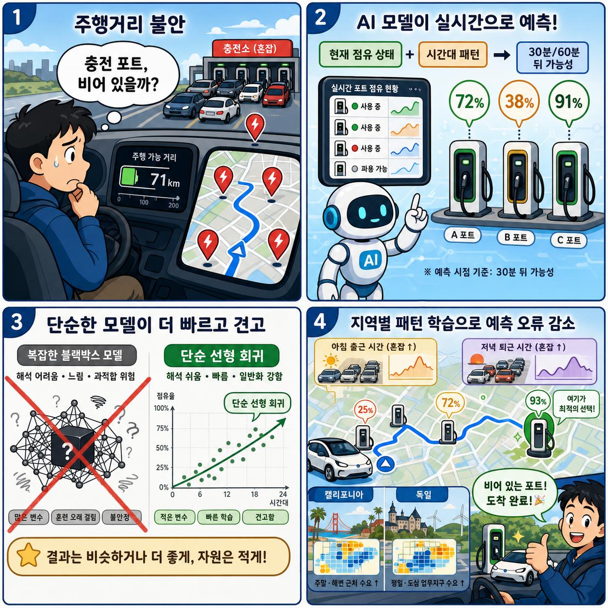 Reducing EV range anxiety: How a simple AI model predicts port availability 내용을 설명하는 본문 이미지