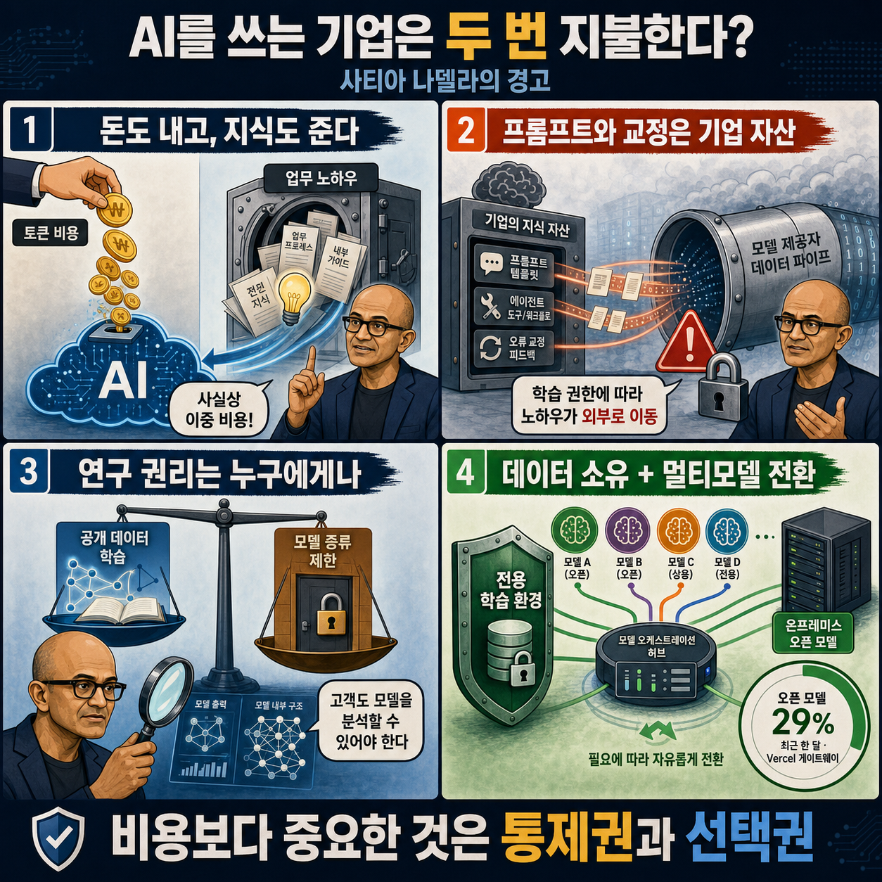 Satya Nadella has issued a shocking warning to companies using AI 내용을 설명하는 본문 이미지