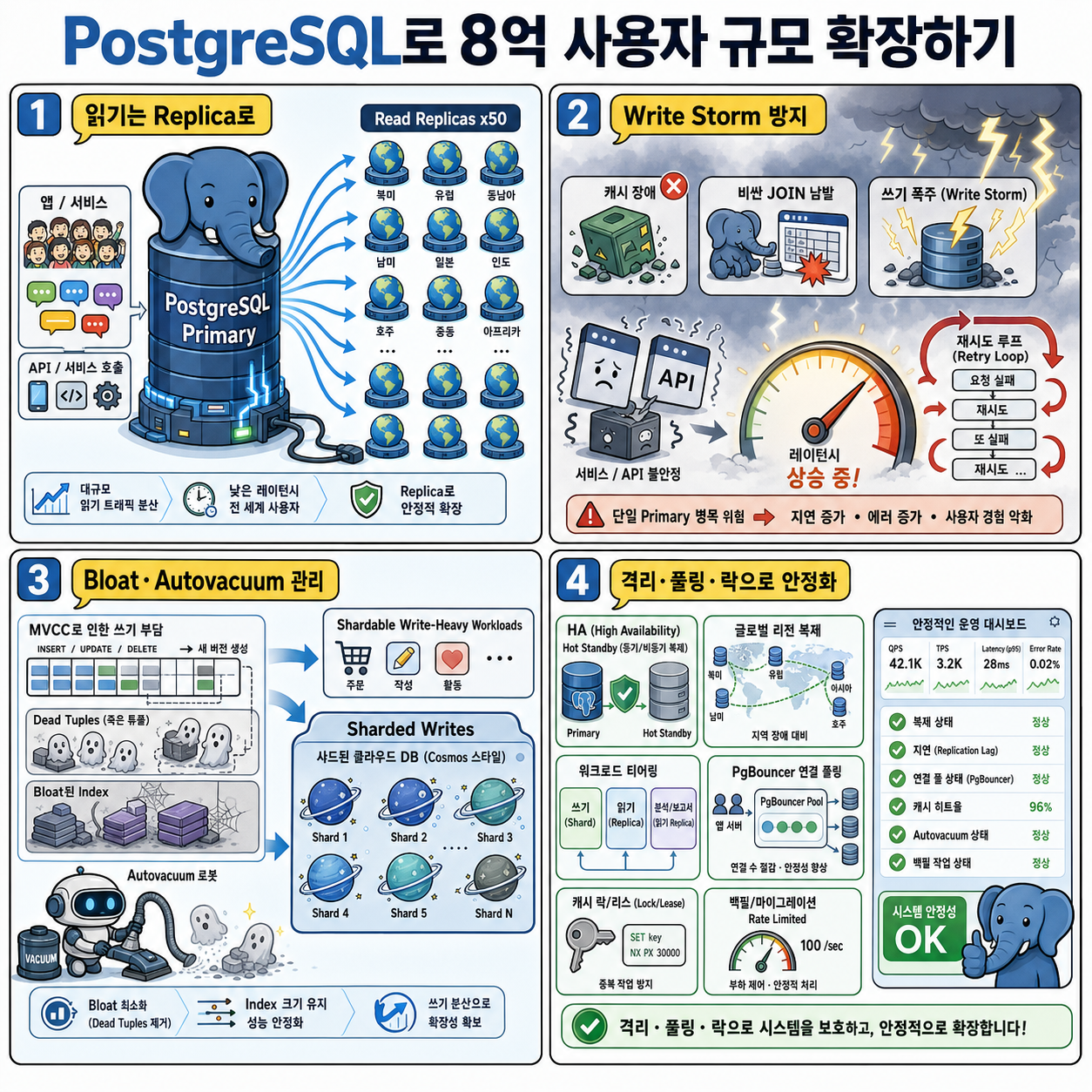 Scaling PostgreSQL to power 800 million ChatGPT users 내용을 설명하는 본문 이미지