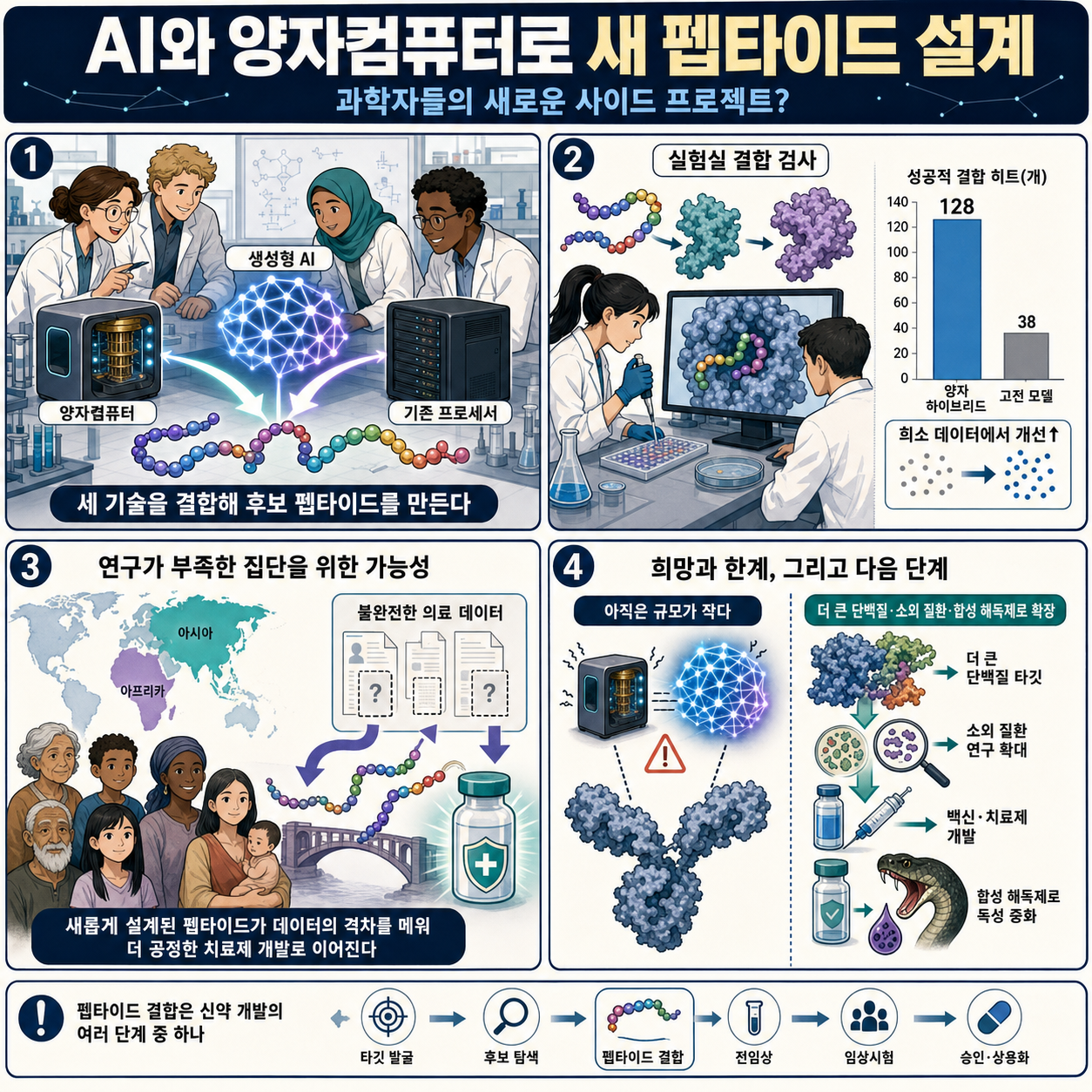 Scientists’ Side Hustle? Using AI and Quantum Computing to Generate New Peptides 내용을 설명하는 본문 이미지