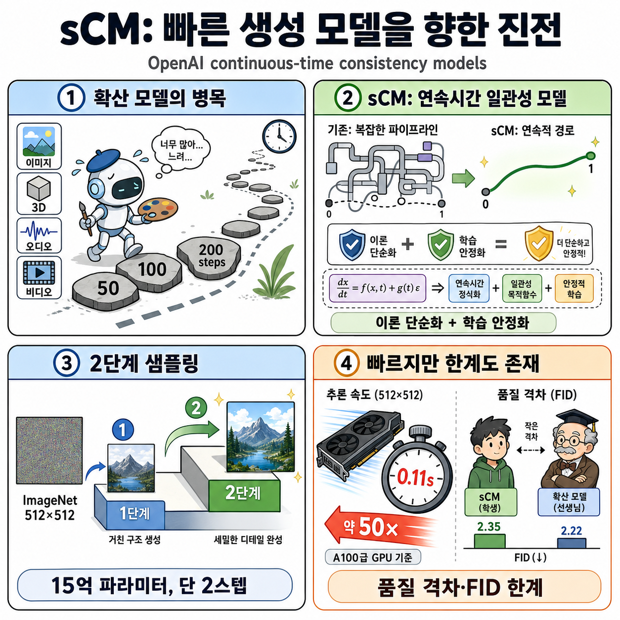 Simplifying, stabilizing, and scaling continuous-time consistency models 내용을 설명하는 본문 이미지