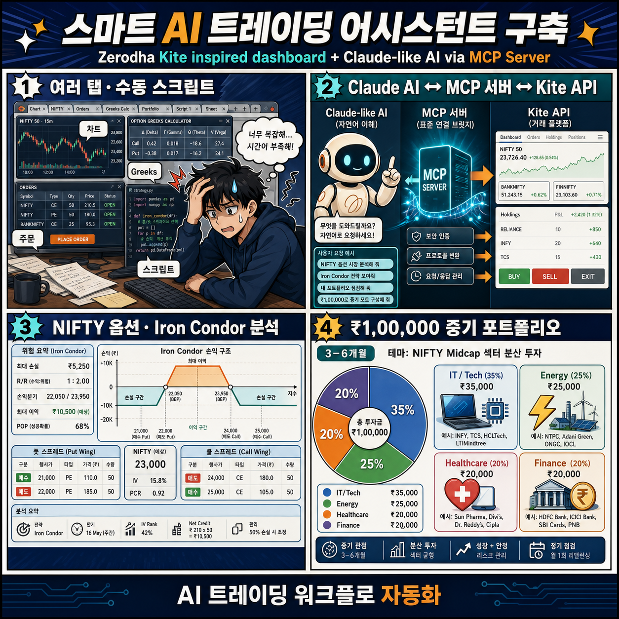 Build a Smart AI Trading Assistant: Connect Zerodha Kite to Claude AI via MCP Server 내용을 설명하는 본문 이미지