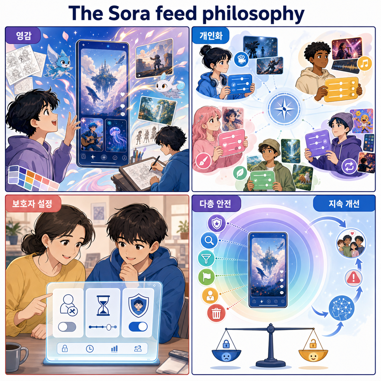 The Sora feed philosophy 내용을 설명하는 본문 이미지