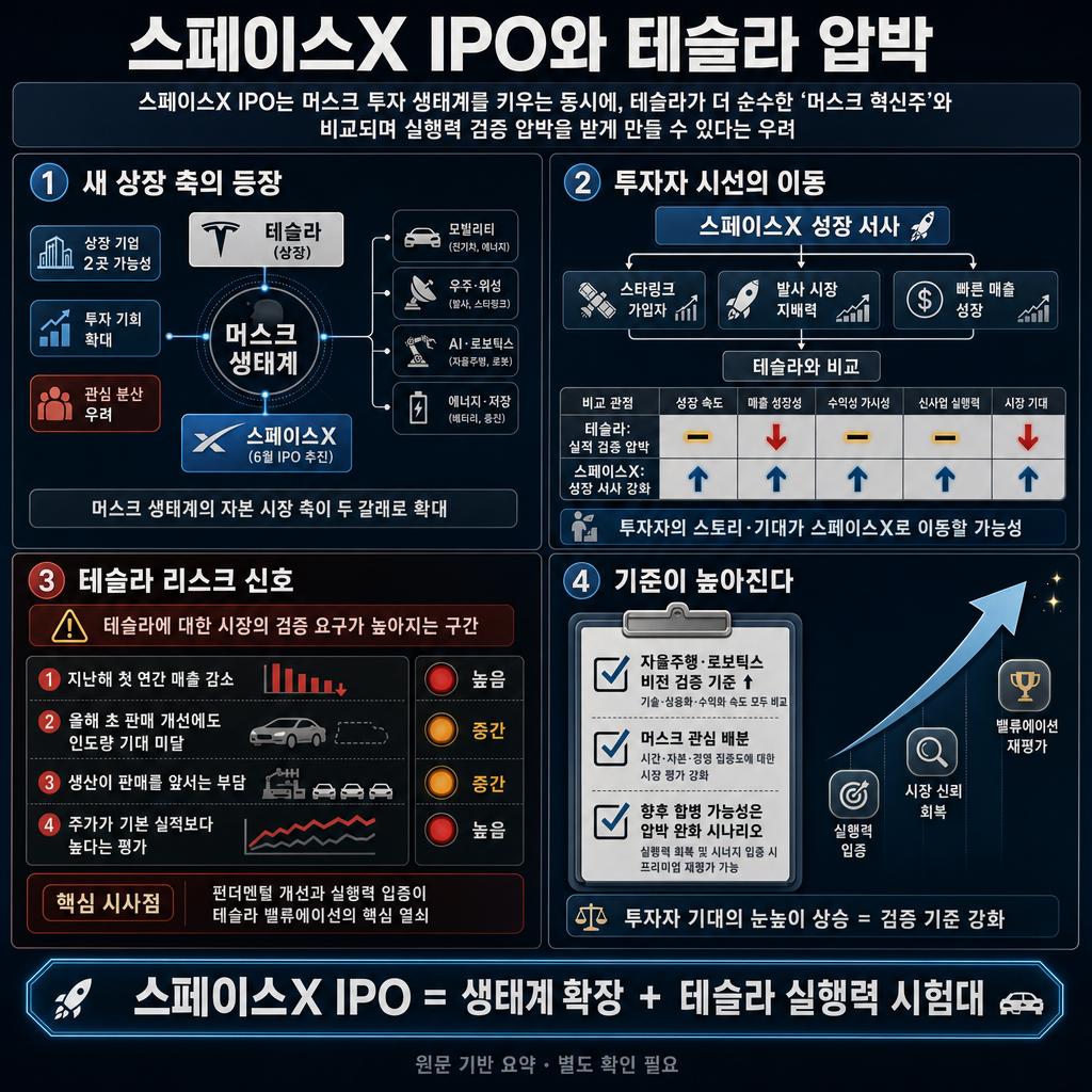 SpaceX is his new baby at the expense of Tesla': Elon Musk’s IPO could be bad news for his EV maker, investors warns 내용을 설명하는 본문 이미지
