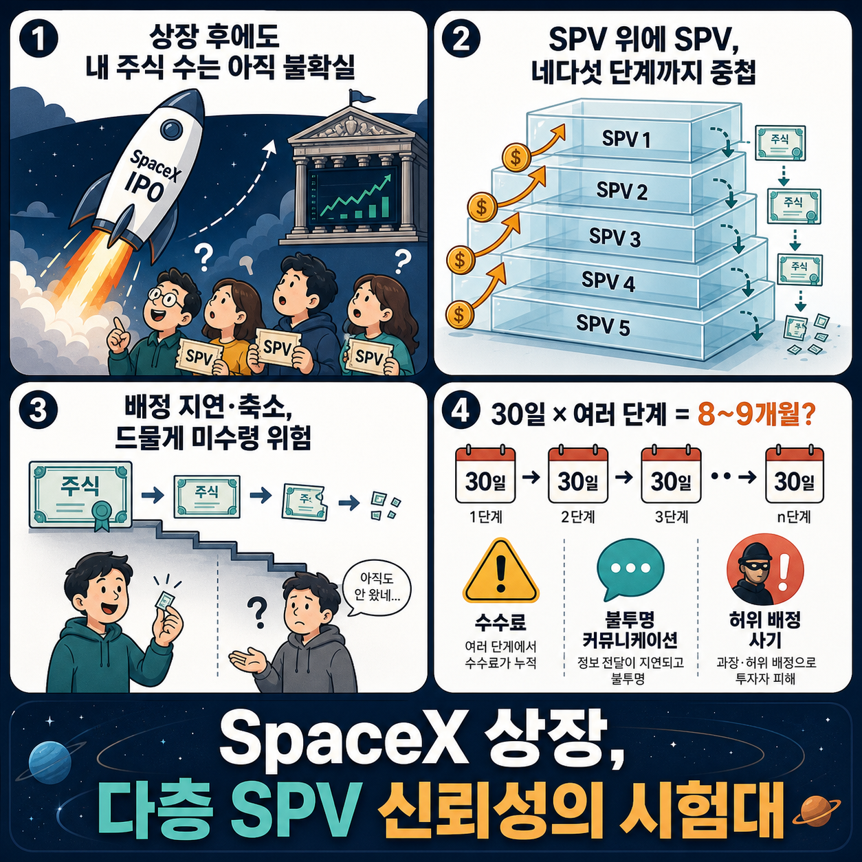 SpaceX SPV investors won't know their true holdings until post-IPO lock-ups lift 내용을 설명하는 본문 이미지