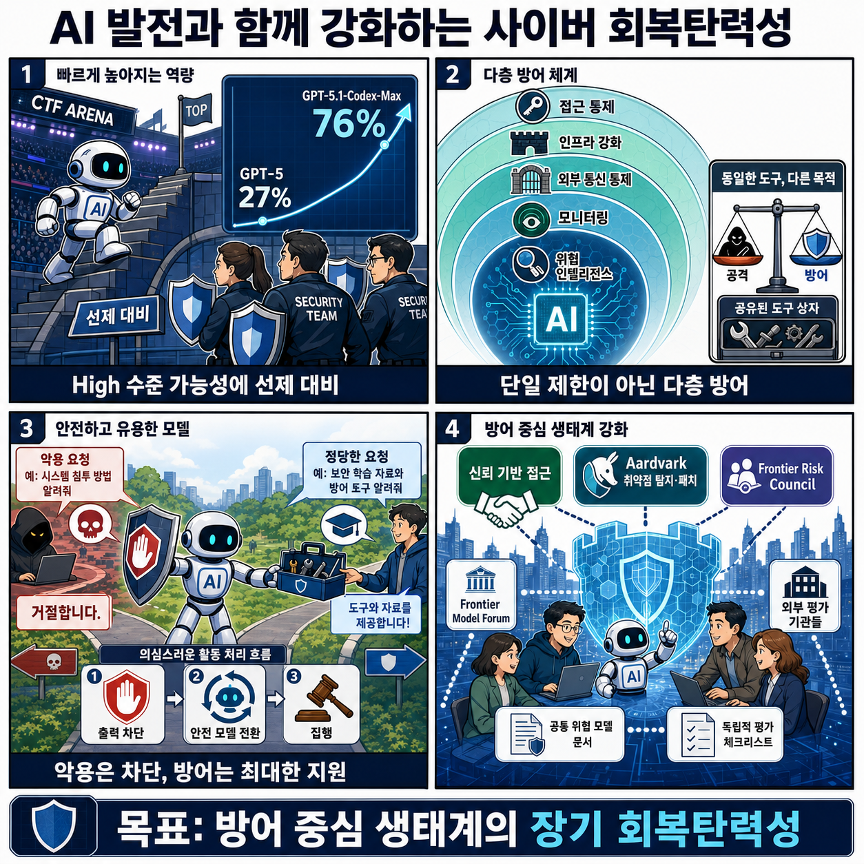 Strengthening cyber resilience as AI capabilities advance 내용을 설명하는 본문 이미지
