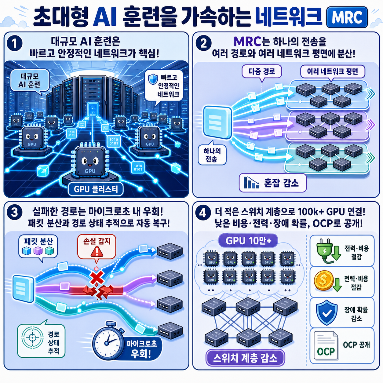 Supercomputer networking to accelerate large scale AI training 내용을 설명하는 본문 이미지