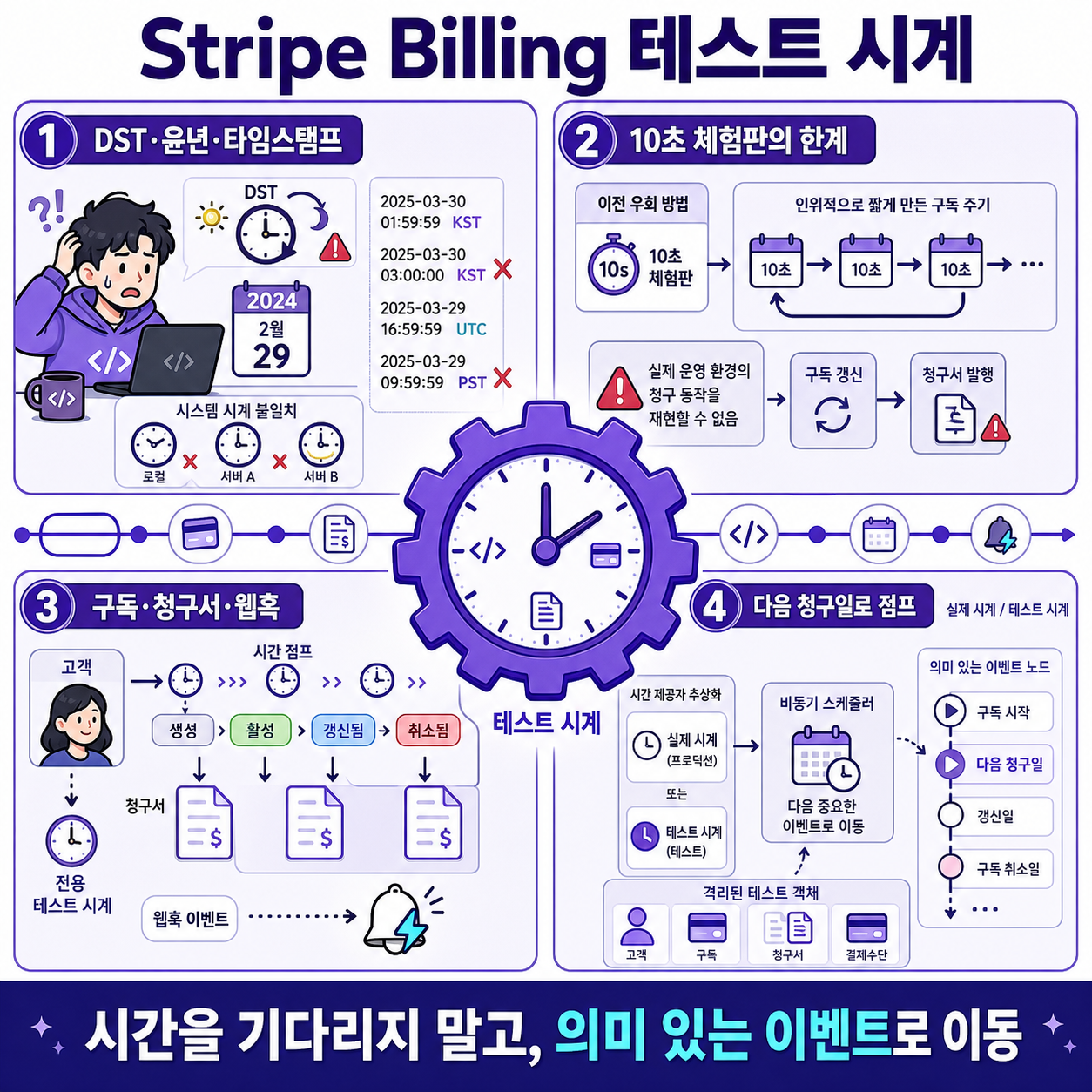 Test clocks: How we made it easier to test Stripe Billing integrations 내용을 설명하는 본문 이미지