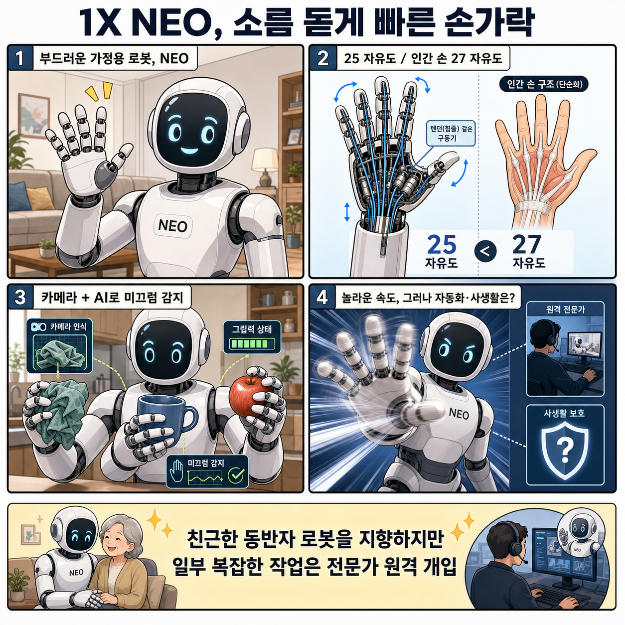The 1X Neo Robot Has Freaky Fast Fingers 내용을 설명하는 본문 이미지