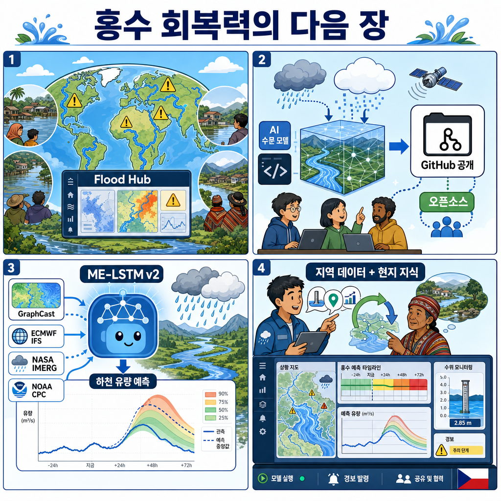 The next chapter in flood resilience: Open sourcing Google’s hydrology framework 내용을 설명하는 본문 이미지