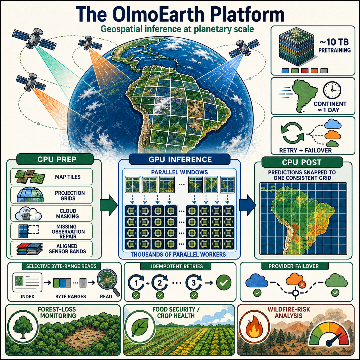 The OlmoEarth Platform: Geospatial inference at planetary scale 내용을 설명하는 본문 이미지