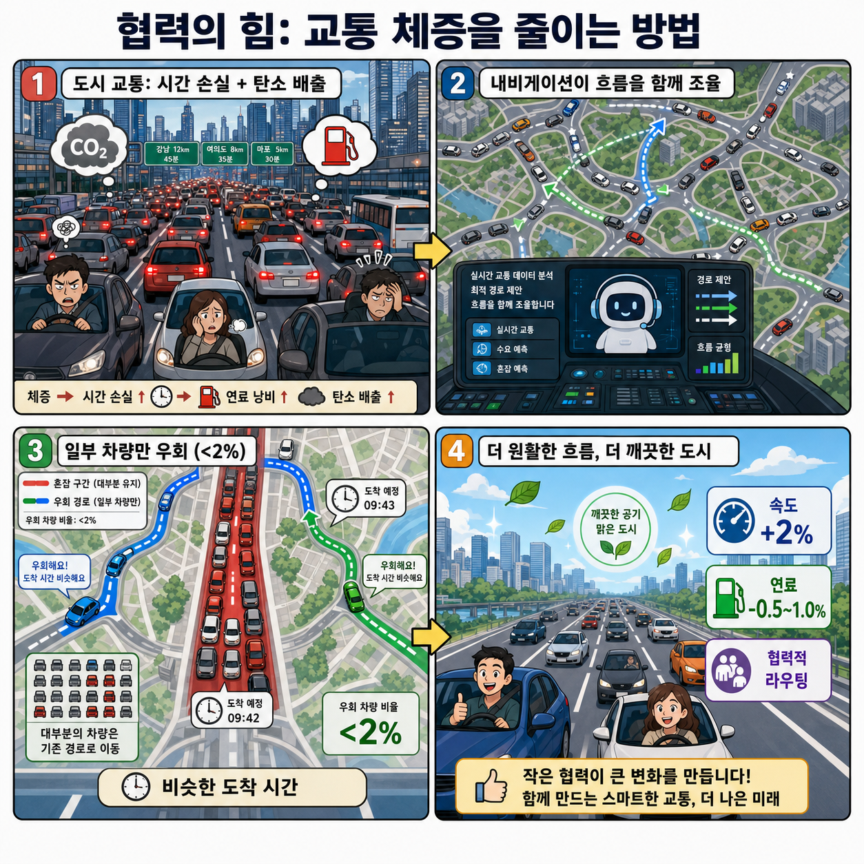 The power of collaboration: How we can reduce traffic congestion 내용을 설명하는 본문 이미지